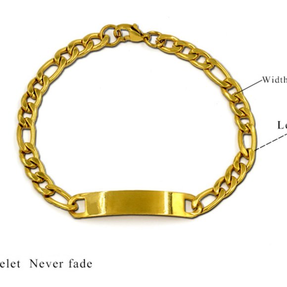 Men’s Cuban 18k Gold-plated stainless-steel Non faded chain bracelet - Picture 3 of 5